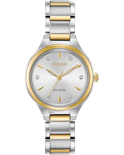 Citizen Eco-drive Dress Classic Diamond Watch In Two-tone Stainless Steel - Red