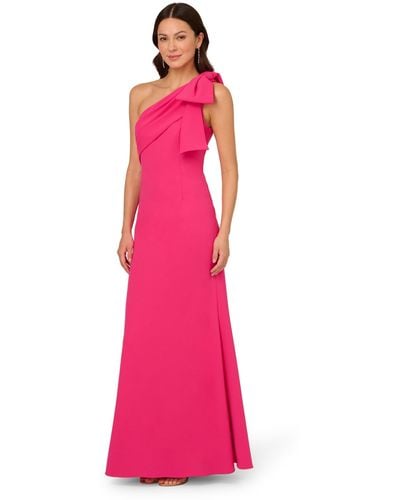 Adrianna Papell Stretch Crepe Long Dress - Pink