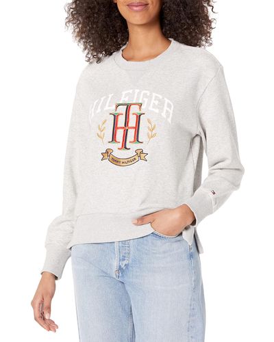 Tommy Hilfiger Adaptive Seated Fit Sweatshirt With Velcro Brand Closure At Back - White