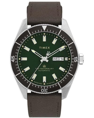 Timex Waterbury Dive Automatic 40mm Tw2v24700zv Watch - Green