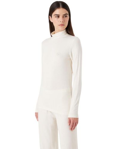 Emporio Armani Shirt pour Turtleneck Fluid Viscose - Blanc
