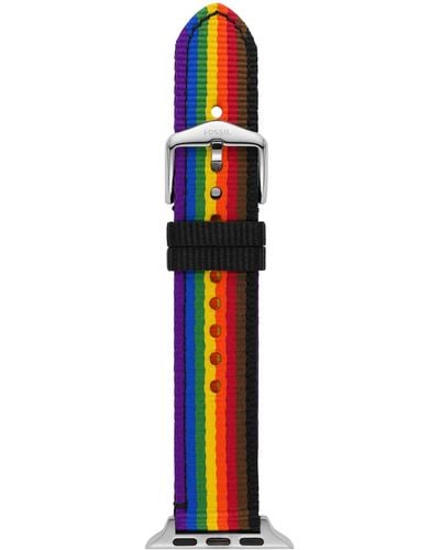 Fossil Limited Edition Pride 18mm Grosgrain Interchangeable Watch Band Strap - Blue