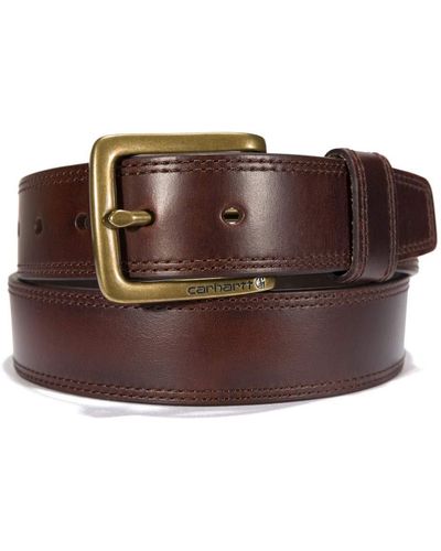 Carhartt Standard Rugged Leather Engraved Buckle Belt - Brown