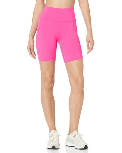 Amazon Essentials Active Sculpt High Rise 7 Bike Shorts With Pockets - Pink