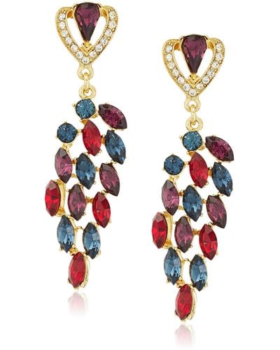 Ben-Amun Maharaji Swarovski Crystal Linear Post Drop Earrings - Red