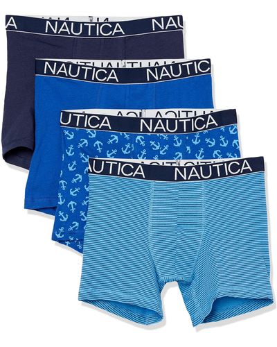 Nautica Cotton Stretch 4 Pack Boxer Brief - Blue