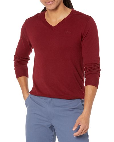 Guess Essential Rainard V Neck Basic Sweater - Red