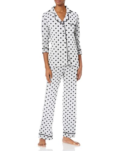 Cosabella Bella Printed Long Sleeve Top & Pant Pajamas - White