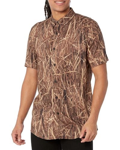 Guess Mens Eco Rayon Reed Camo Dress Shirt - Brown