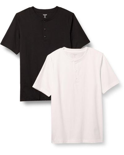 Amazon Essentials Regular-fit Short-sleeve Jersey Henley - Black