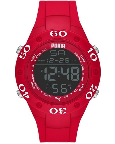 PUMA Digital Watch With Polyurethane Strap P6037 - Red