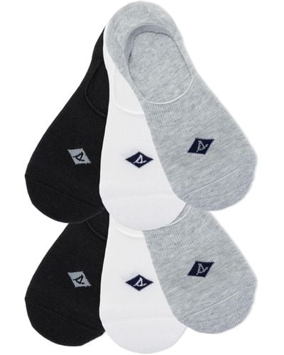 Sperry Top-Sider Recycled Cushioned Sneaker Liner Socks-6 Pair Pack-repreve Arch Support And No Slip Heel Gripper - Gray