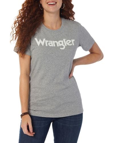 Wrangler Womens Short Sleeve Fitted Graphic T-shirt T Shirt - Gray