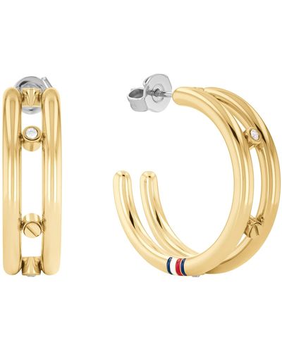 Tommy Hilfiger Jewelry Women's Stainless Steel Stud Earrings Embellished With Crystals - 2780615 - Metallic