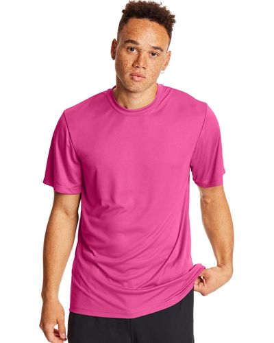 Hanes Mens Sport Cool Dri Performance Tee Shirt - Pink
