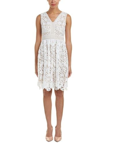 Maggy London Vine Flower Lace Fit And Flare - White