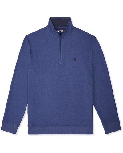 Izod Mens Big And Tall Advantage Performance Quarter Zip Fleece Pullover Sweatshirt - Blue