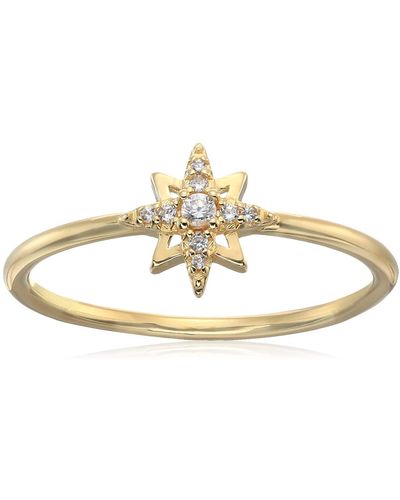 Amazon Essentials 18k Yellow Gold Over Sterling Silver Cubic Zirconia North Star Ring - Black