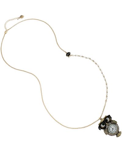 Betsey Johnson Owl Pendant Necklace - White