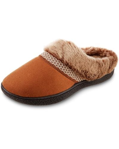 Isotoner Recycled Microsuede Mallory Hoodback Slipper - Brown