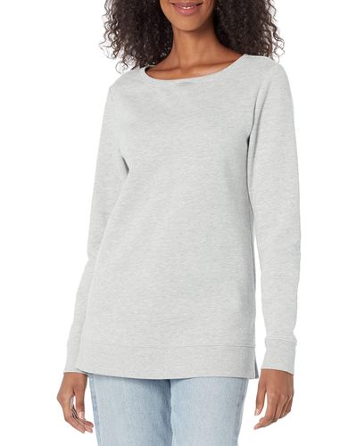 Amazon Essentials Open-neck Fleece Tunic Sweatshirt - Grey