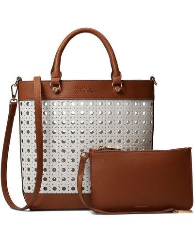 Anne Klein Mini Perf Tote With Pouch - Brown