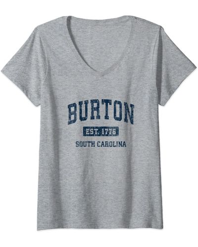 Burton S South Carolina Sc Vintage Athletic Sports Design V-neck T-shirt - Gray