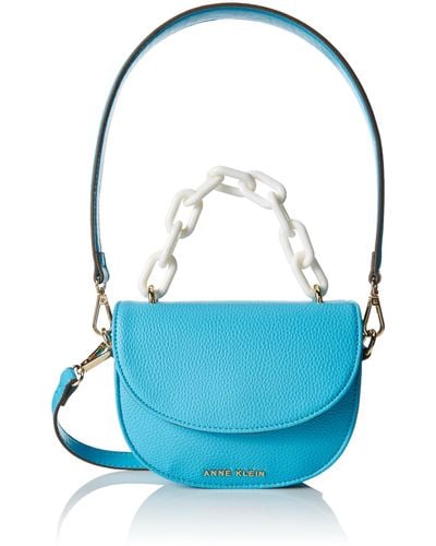 Anne Klein Mini Convertible Shoulder Bag With Resin Chain - Blue
