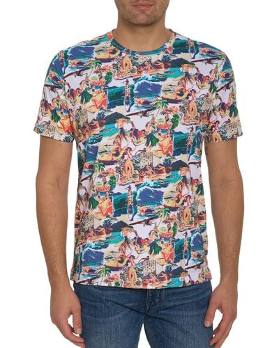 Robert Graham Hawaiian Summer Short-sleeve Graphic T-shirt - Blue