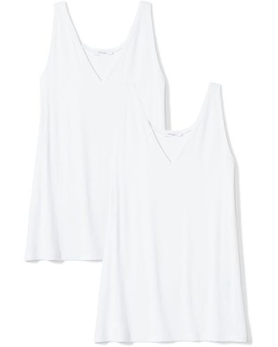 Daily Ritual Jersey Standard-fit V-neck Scoopback Tank Top - White