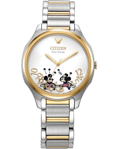 Citizen Eco-drive Ladies' Disney Mickey And Minnie Mouse Two Tone Gold Stainless Steel - Metallic