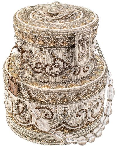 Mary Frances Layers Of Love Beaded Top Handle Wedding Cake Bridal Handbag - Natural