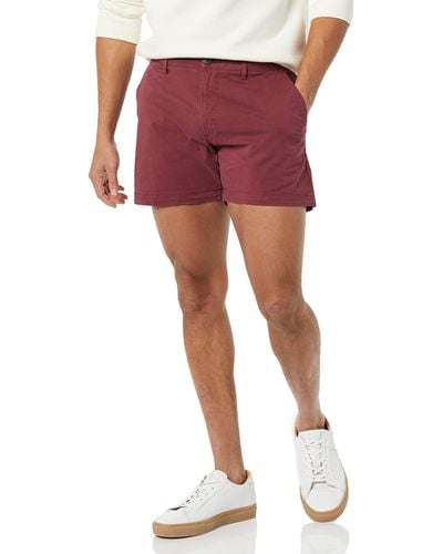 Amazon Essentials Slim-fit 5" Flat-front Comfort Stretch Chino Short - Red