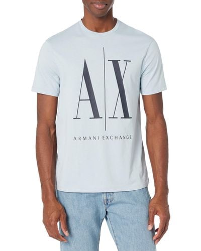 Emporio Armani A | X Armani Exchange Regular Fit Cotton Jersey Ax Icon Logo Tee - Blue
