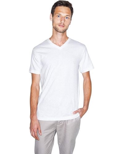 American Apparel Mens Fine Jersey Classic Short Sleeve V-neck T-shirt T Shirt - White