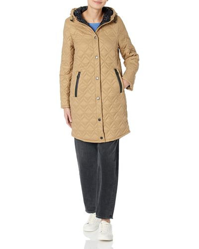 Andrew Marc Marc New York By Mid Length Quilted Hooded Jacket - Natural
