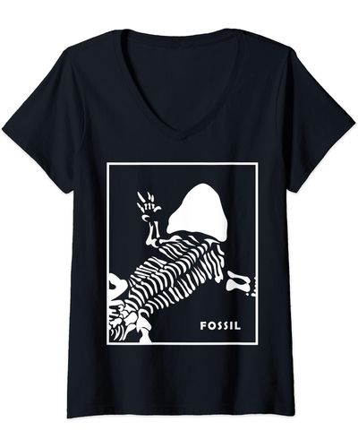 Fossil S /skeleton V-neck T-shirt - Black