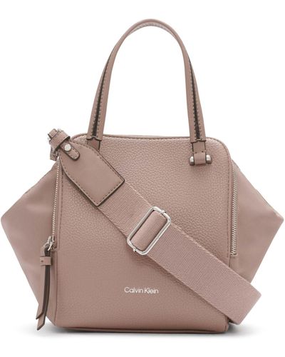 Calvin Klein Marble Triple Compartment Mini Satchel Crossbody - Pink