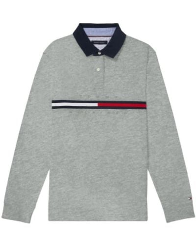 Tommy Hilfiger Mens Adaptive Long Sleeve With Magnetic Buttons Custom Fit Polo Shirt - Gray