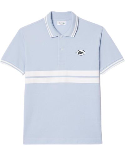 Lacoste Short Sleeve Classic Fit Polo W/stripes - Blue