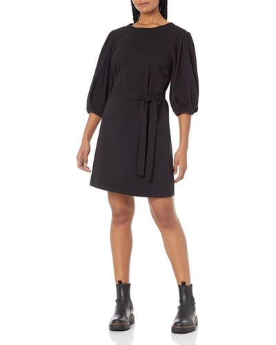 Velvet By Graham & Spencer Daisee Light Structure Cotton Puff Sleeve Dress - Black