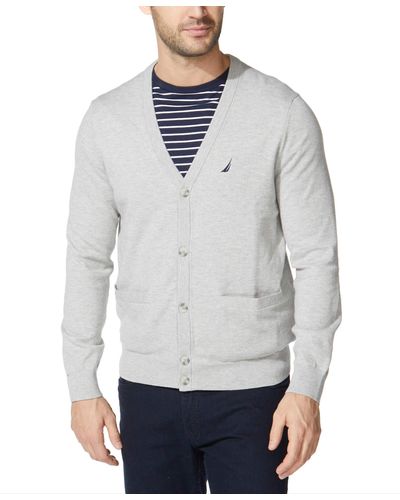 Nautica Mens Navtech Knit Cardigan Sweater - Gray