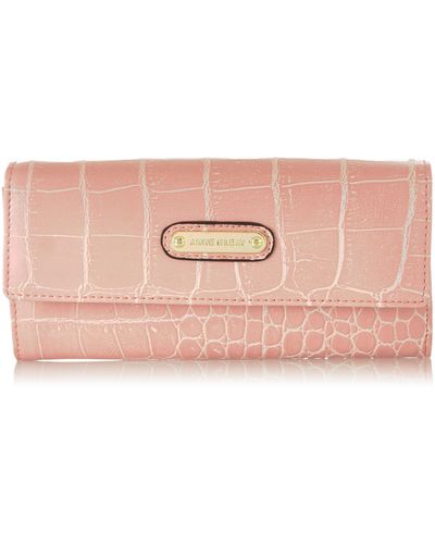 Anne Klein Alligator Alley S Continental Sm Checkbook Case,soft Pink,one Size - Black