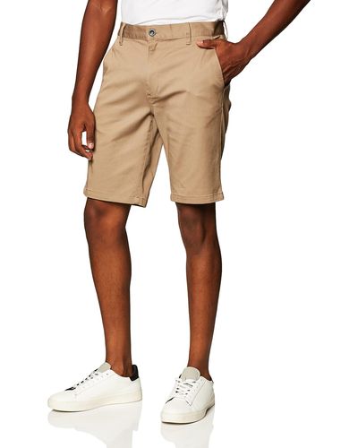 RVCA Mens The Weekend Stretch Chino Flat Front Shorts - Natural