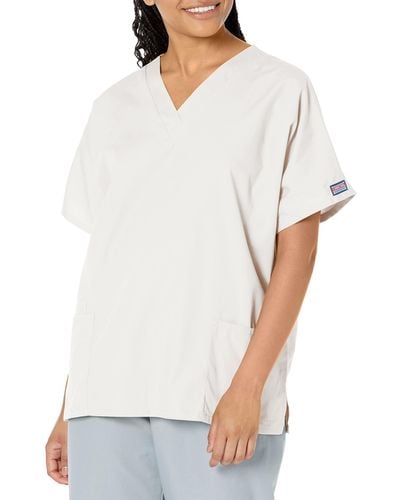 CHEROKEE Plus Size V Neck Scrubs Shirt - White