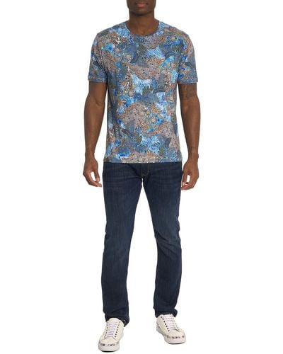 Robert Graham Tropic Camo Short-sleeve Knit Graphic Tshirt - Blue