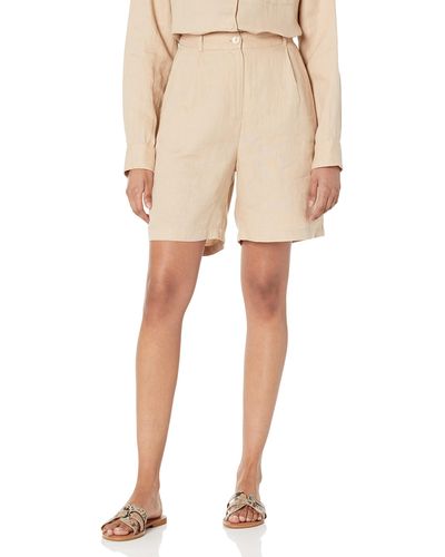 The Drop Millie Loose-fit Pleated Long Linen Walk Short - Natural