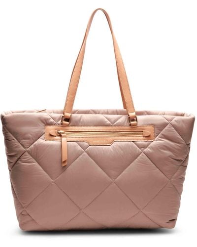 Anne Klein Large Quilted Nylon Tote With Pouch - Pink
