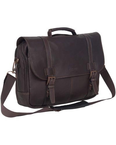 Kenneth Cole Show Business 16" Colombian Leather Business Laptop Portfolio Messenger Bag - Black