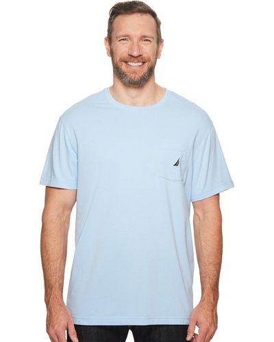 Nautica Solid Crew Neck Short Sleeve Pocket T-shirt - Blue